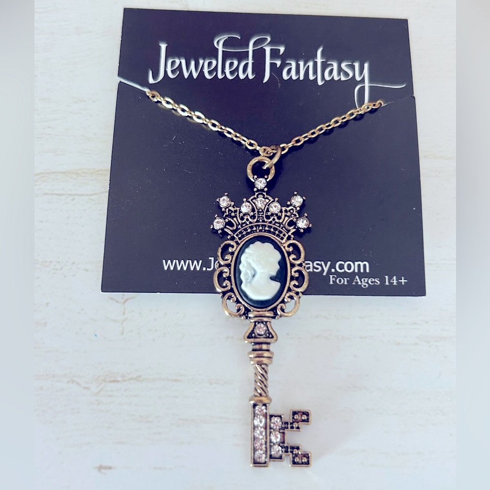 Jeweled Fantasy Cameo Key Pendant